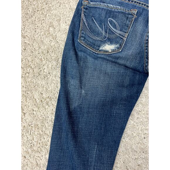 Vtg Express Boot Leg Jeans Womens 4 Long Blue Denim Low Rise Y2K 90s Retro - Picture 8 of 16